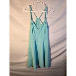 Just fab Teal Fit Flare flirty Dress Womens Size Xl small Flaw‎ Sleeveless Short